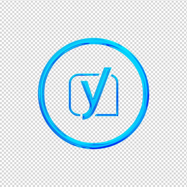 3D Render Yoast Icon Glossy Blue
