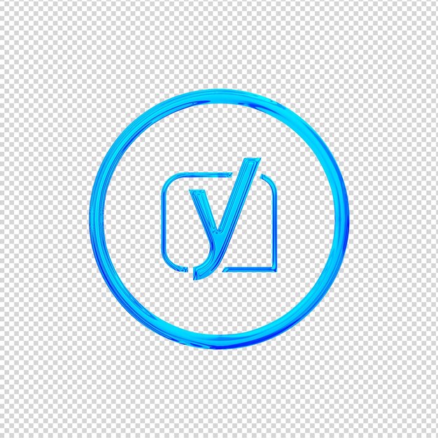 PSD 3d render yoast icono azul brillante