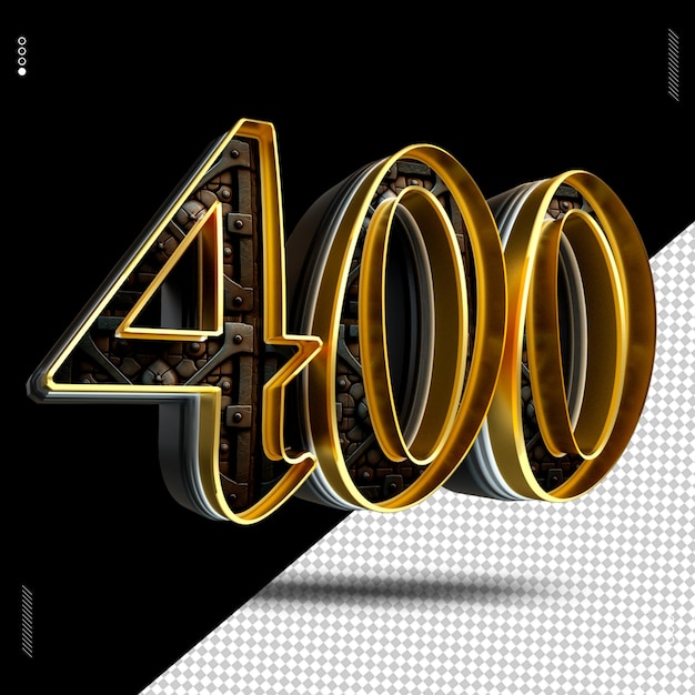 3D-Render-Zahlenschrift mittelalterliches Gold