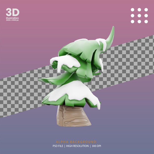 PSD 3d-renderbaum-schnee-illustration