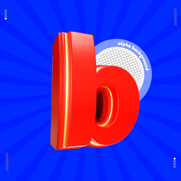 PSD 3d-renderbuchstabe b schrift kleinbuchstaben rot