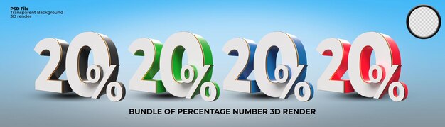 3D-Renderbündel mit der Nummer 20 png für den Fortschritt des Rabattverkaufs