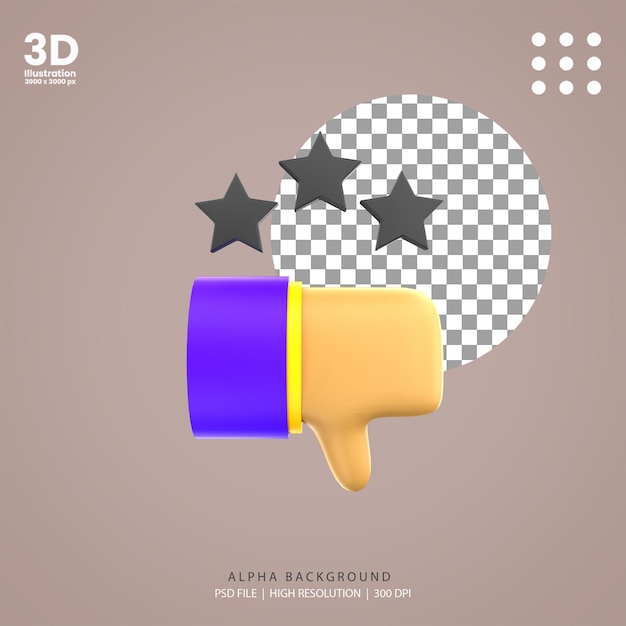 PSD 3d-renderdarstellung mit schlechter bewertung