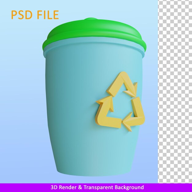 3d-renderdarstellung papierkorb