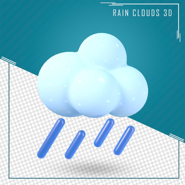 PSD 3d-renderdarstellung wolke mit regensymbol