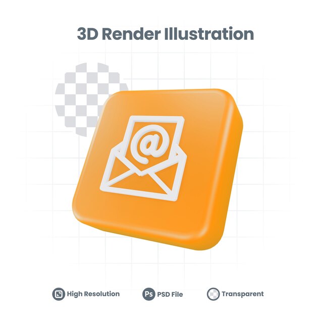 3D-Renderdatei-E-Mail-Symbol für Web Mobile App Social Media Promotion