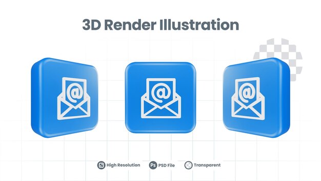 3D-Renderdatei-E-Mail-Symbol für Web Mobile App Social Media Promotion