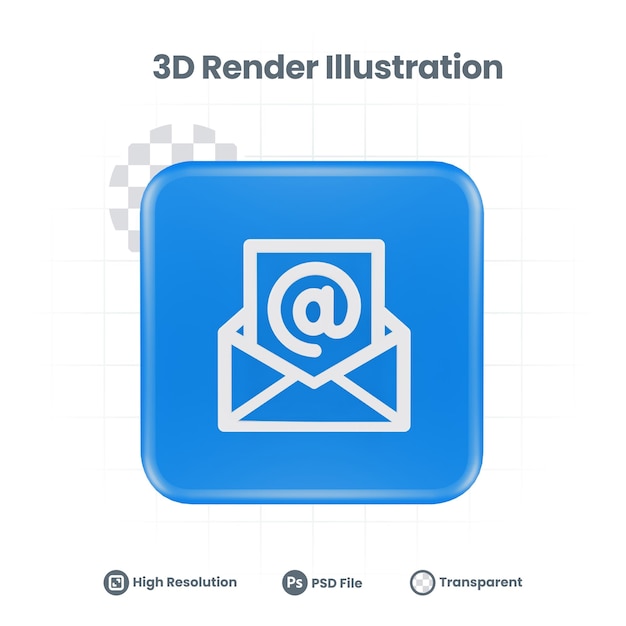 3D-Renderdatei-E-Mail-Symbol für Web Mobile App Social Media Promotion