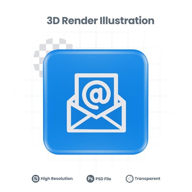 PSD 3d-renderdatei-e-mail-symbol für web mobile app social media promotion