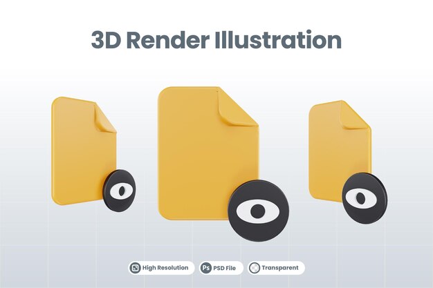 3D-Renderdatei-Symbol mit orangefarbenem Dateipapier und schwarz gesehen