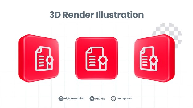 PSD 3d-renderdatei-zertifikat-garantie-symbol für web mobile app social media promotion