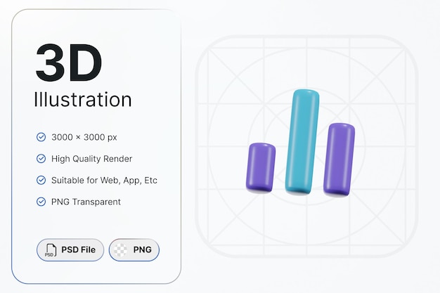 3D-Renderdiagramm, zentrale Ansicht, wesentliches Konzept, modernes Icon-Illustrationsdesign