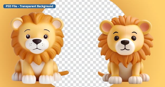 3D-Rendered Banner für Plastikbad-Spielzeug für Kinder Schöne Löwen-Set König des Dschungels