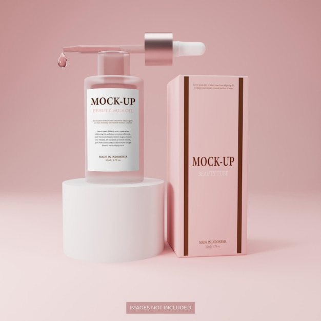 3D-Rendered Beauty Face Oil in einer Glaströpfchenflasche