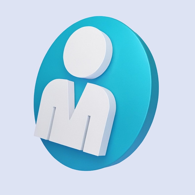 3D-Rendered-Benutzerprofil-Symbol auf einem blauen Kreis