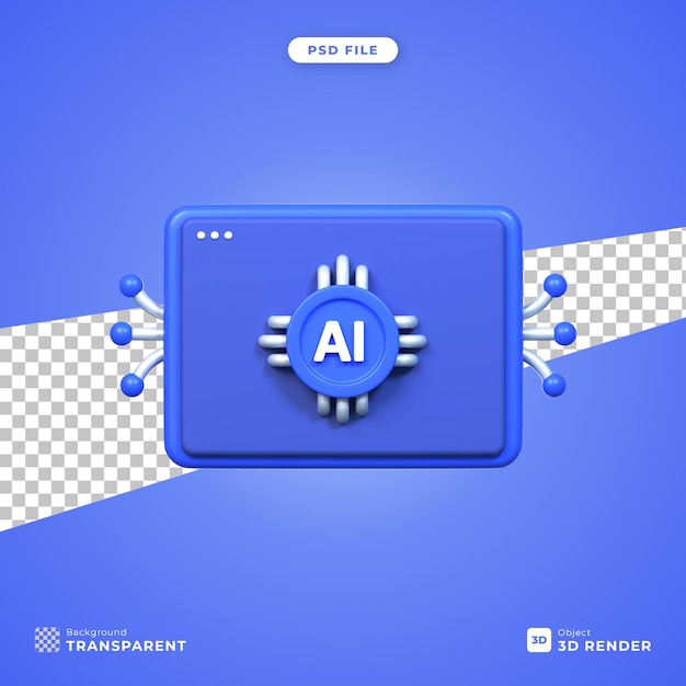 3d rendered browser with AI illustration