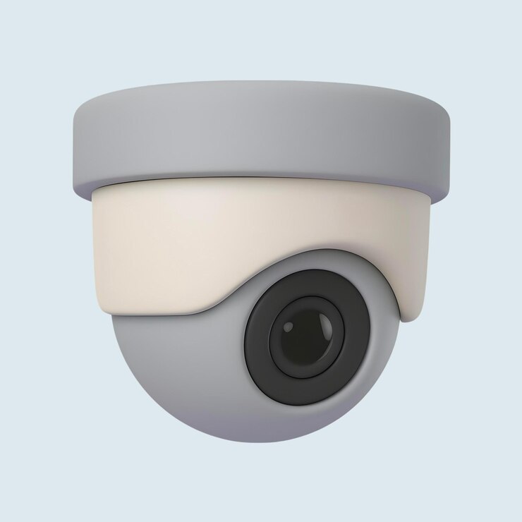 3D rendered CCTV camera icon for security and surveillance