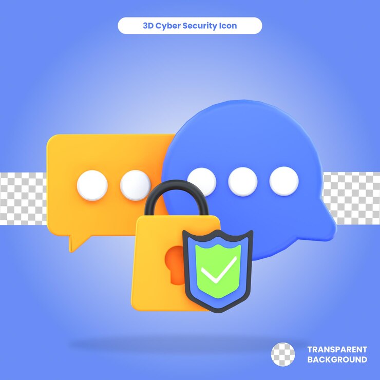 PSD 3d rendered chat encryption object
