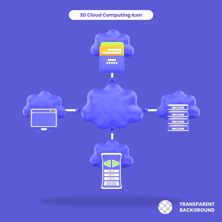 PSD 3d rendered cloud sharing object