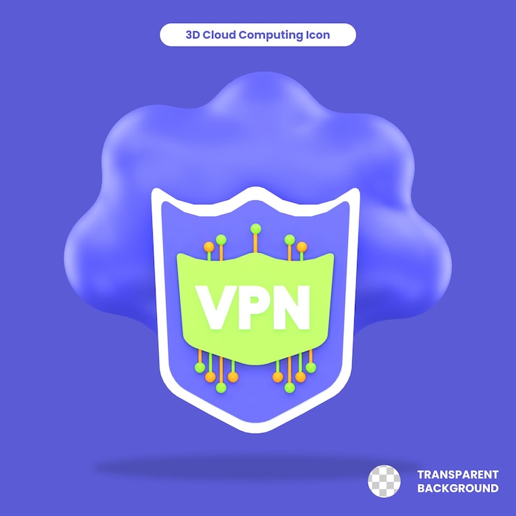 PSD 3d rendered cloud vpn object