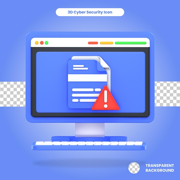 3d rendered computer virus warning object