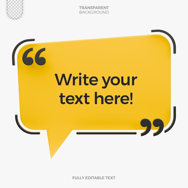 3d rendered dialog box for composition with editable texts