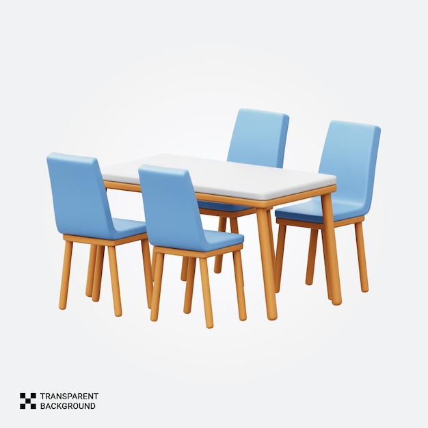 3D Rendered Dining Table and Chairs Set