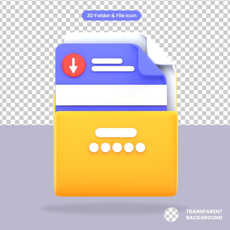 PSD 3d rendered download folder object