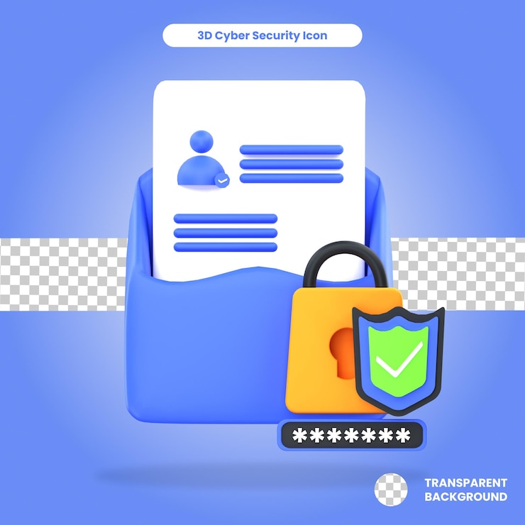 PSD 3d rendered email protection object