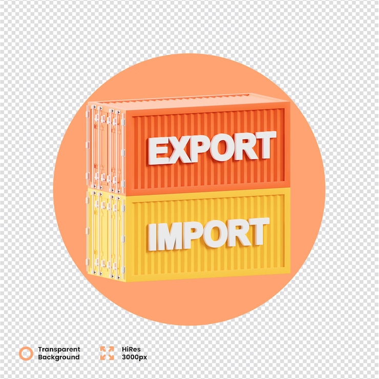 PSD 3d rendered export and import cargo containers