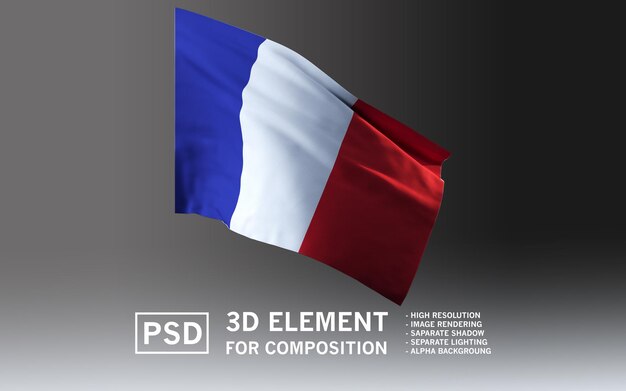 3D Rendered French Flag for Composition