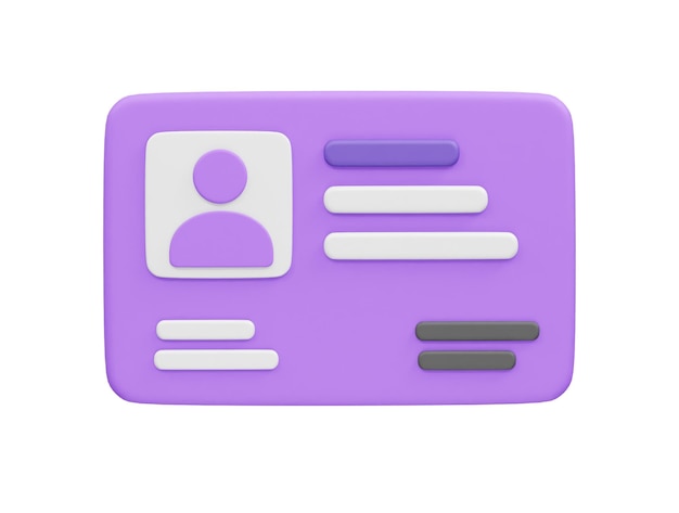 3D-Rendered-ID-Karte mit einem Personensymbol 3D-rendered-Illustration ID-Karten-Symbol 3d
