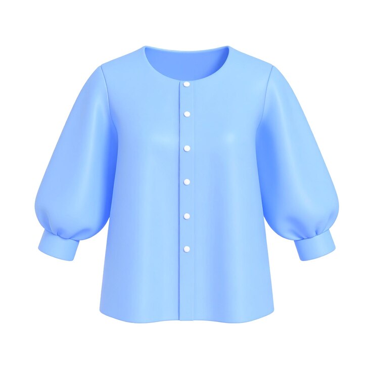 PSD 3d rendered light blue blouse with puff sleeves