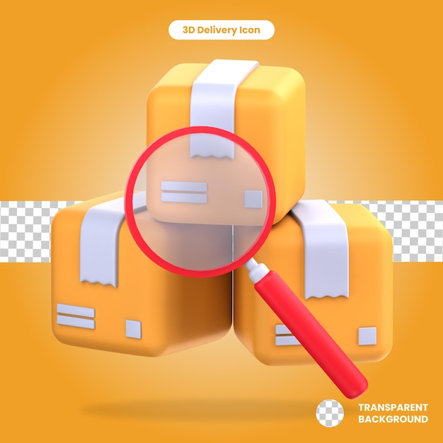 3D-Rendered-Paketsuche isoliert auf dem transparenten Hintergrund