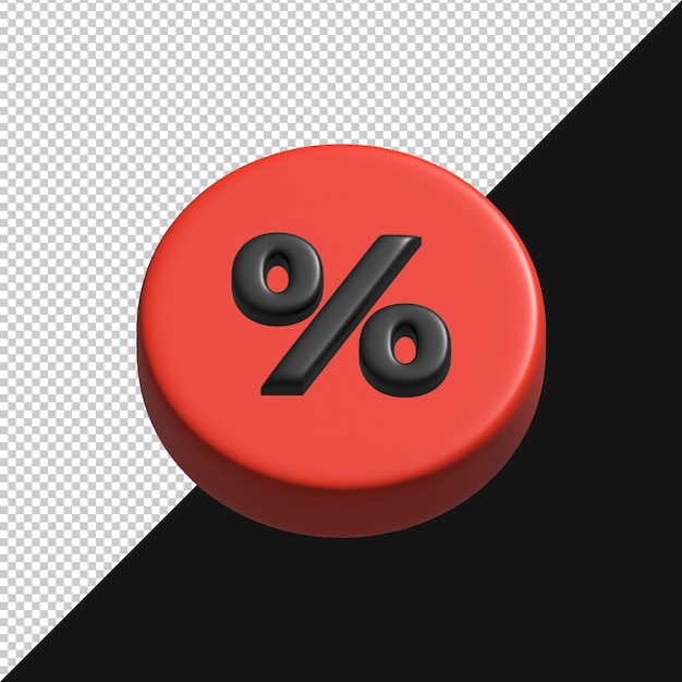 3D-Rendered-Prozentsymbol auf einem roten Knopf