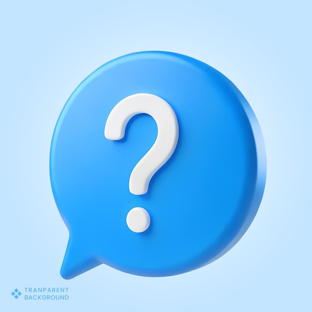 3D Rendered Question Mark in a Blue Speech Bubble