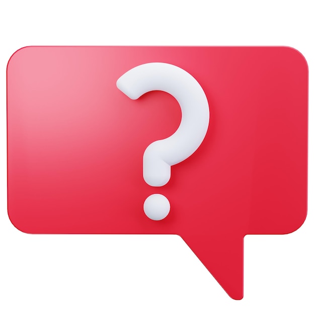 3D Rendered Question Mark in a Red Speech Bubble