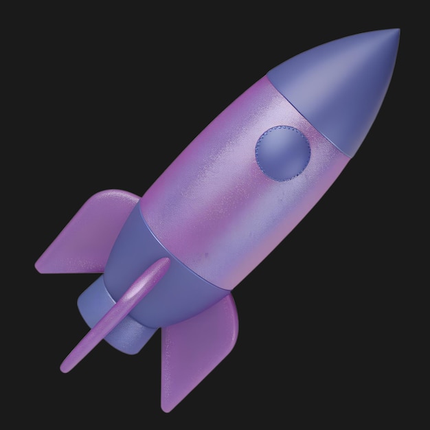 3D Rendered Rocket Black Background