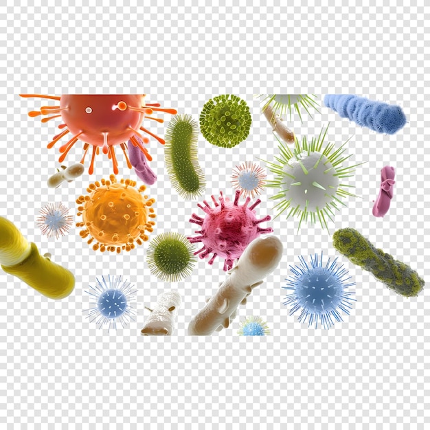 3D-Rendered-Virus isoliert auf durchsichtigem Hintergrund