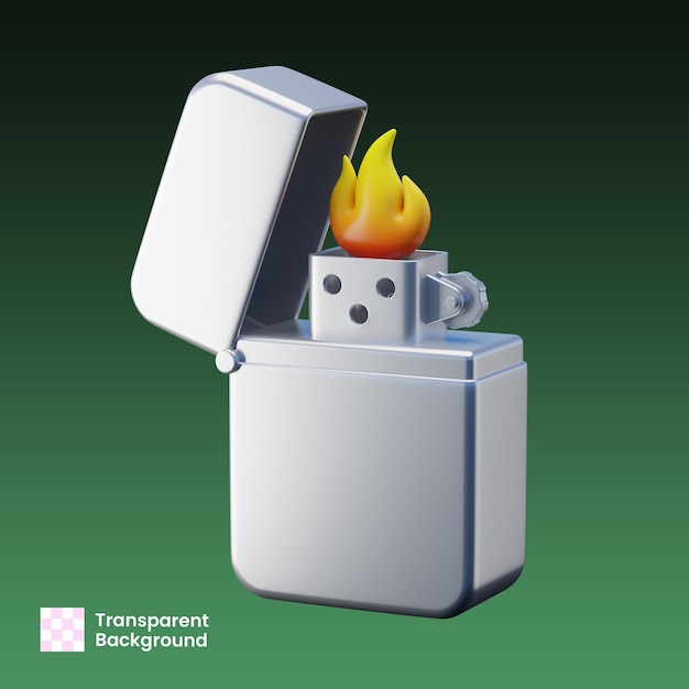 3D Rendered Zippo Lighter with Flame