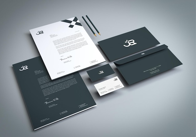 PSD 3d renderer identity branding stationery mockup