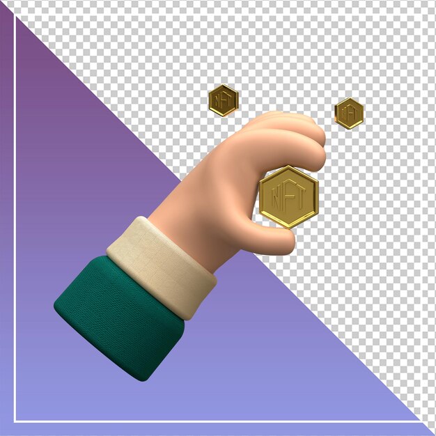 3D-Renderhand, die NFT hält
