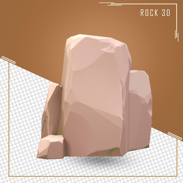 PSD 3d-renderillustration rock stone big set cartoon