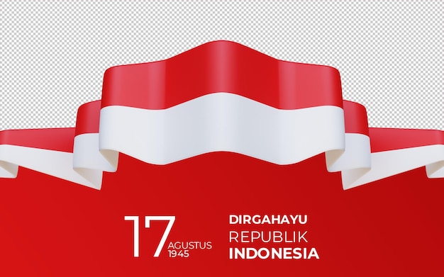 PSD 3d-rendering, 17. august 1945, happy indonesia independent day 77 jahre