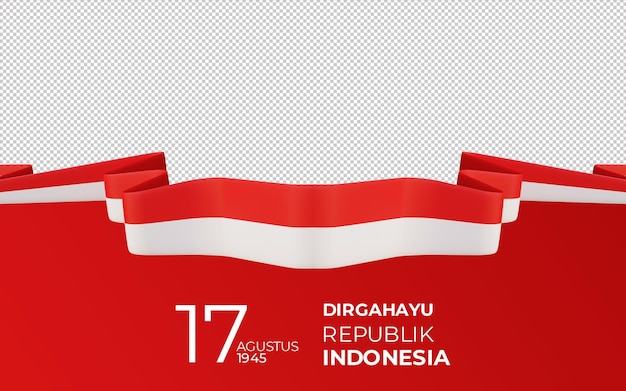 PSD 3d-rendering, 17. august 1945, happy indonesia independent day 77 jahre