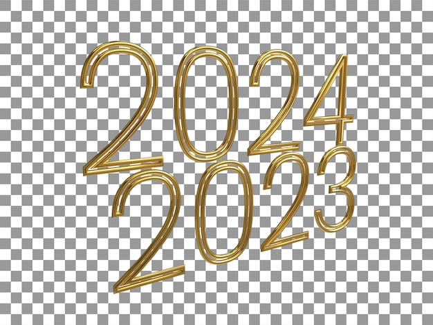 PSD 3d-rendering 2024 frohes neues jahr 3d-text-typografie-designelement