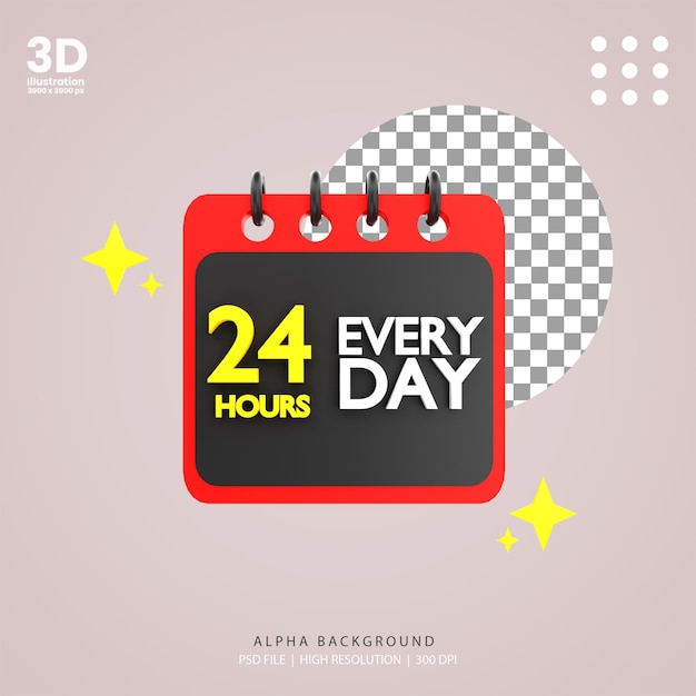 3d-rendering 24-stunden-kalender