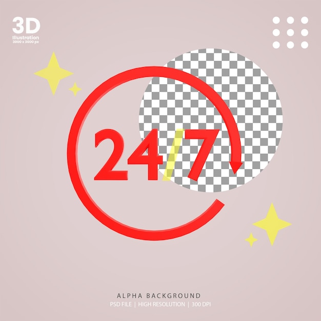 PSD 3d-rendering 24 stunden pro sieben dienst