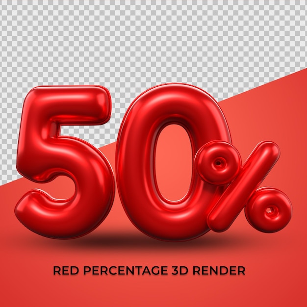 3D-Rendering 50 Prozent rote Farbe für Verkaufsrabatt, Fortschritt