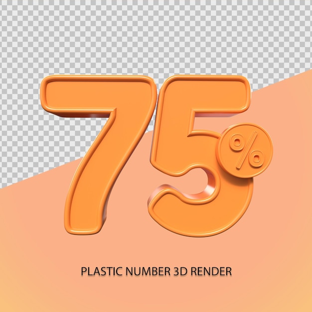 3D-Rendering 75 Prozent orange Farbe für den Verkauf von Rabattelementen